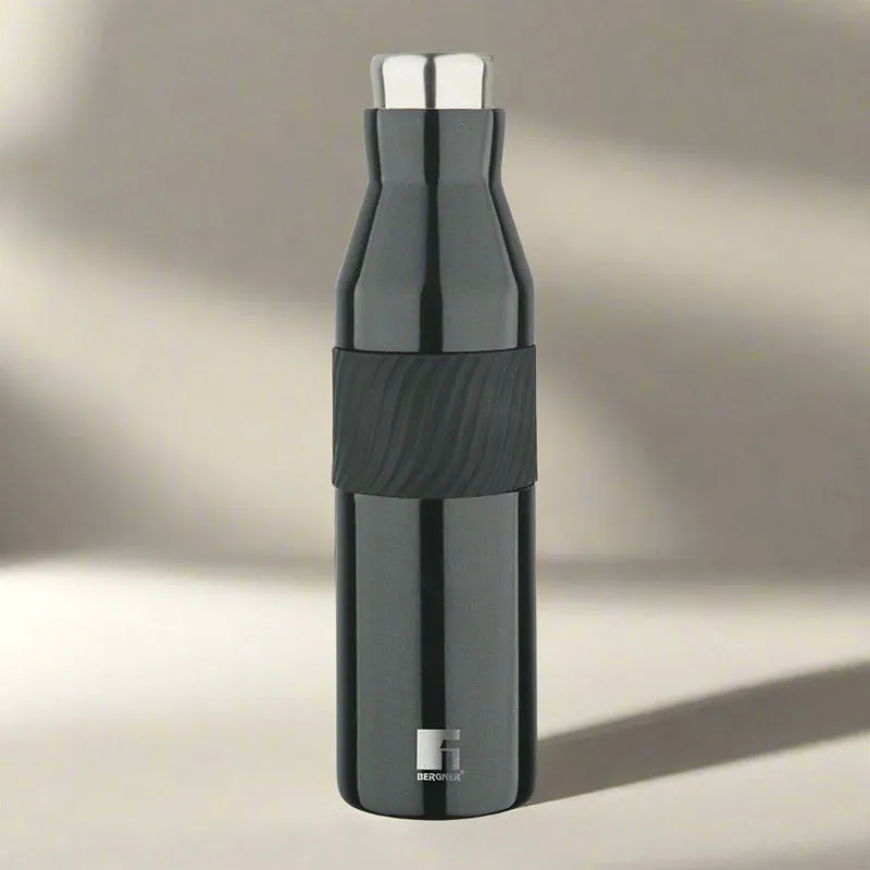 Bergner Walking Grip And Go Thermosteel Hot And Cold Flask (Black) - 600 mL media 1