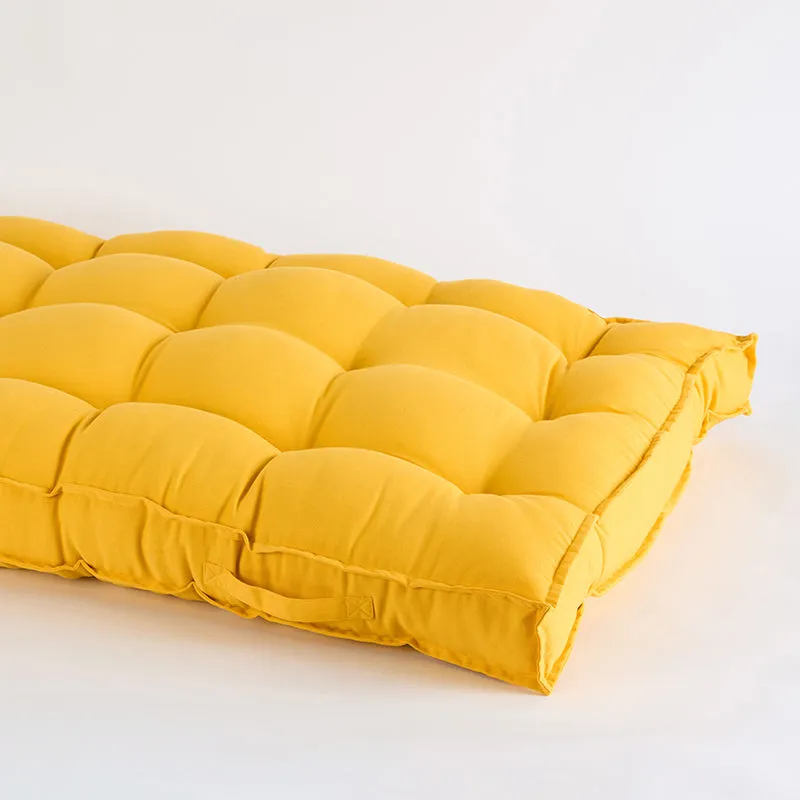 Pawdium Solid Cotton Floor Cushion - Mustard Yellow media 3