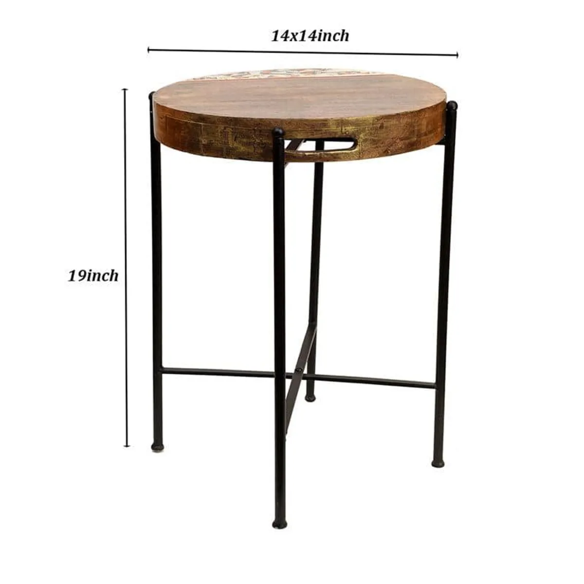 Platter with stand shown with width and height measurement markings