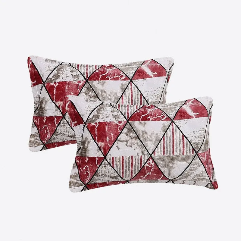 Monte Carlo Urban Triangle Bedsheet (White,Red) - 280 GSM media 4