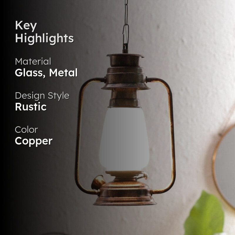 Grio Glam Lantern Glass Ceiling Lamp - Copper media 2