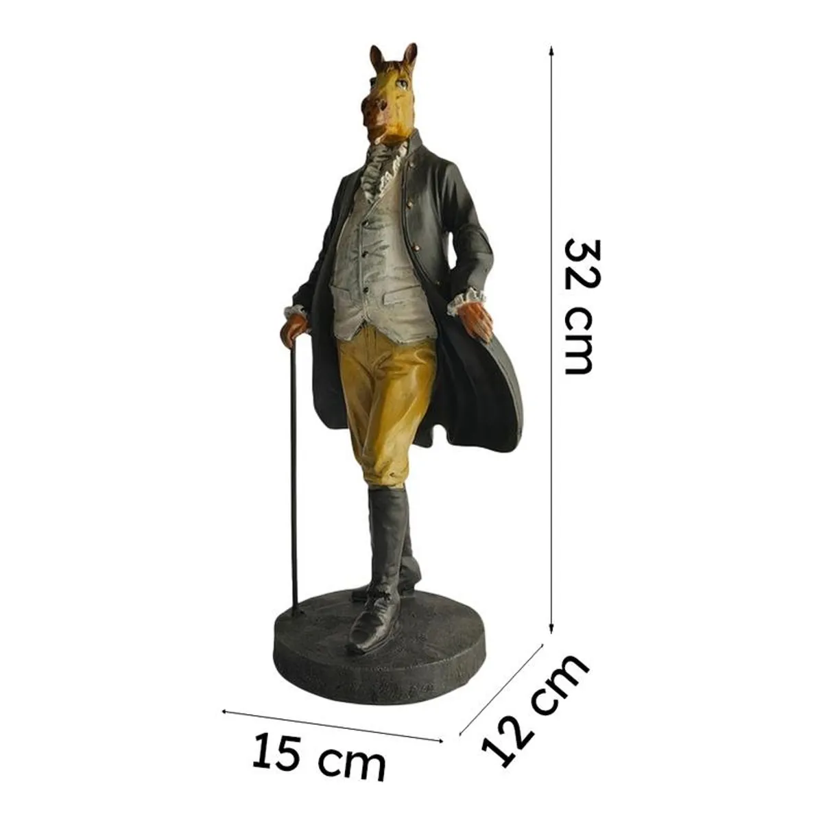 Horse-headed gentleman showpiece on a plain background