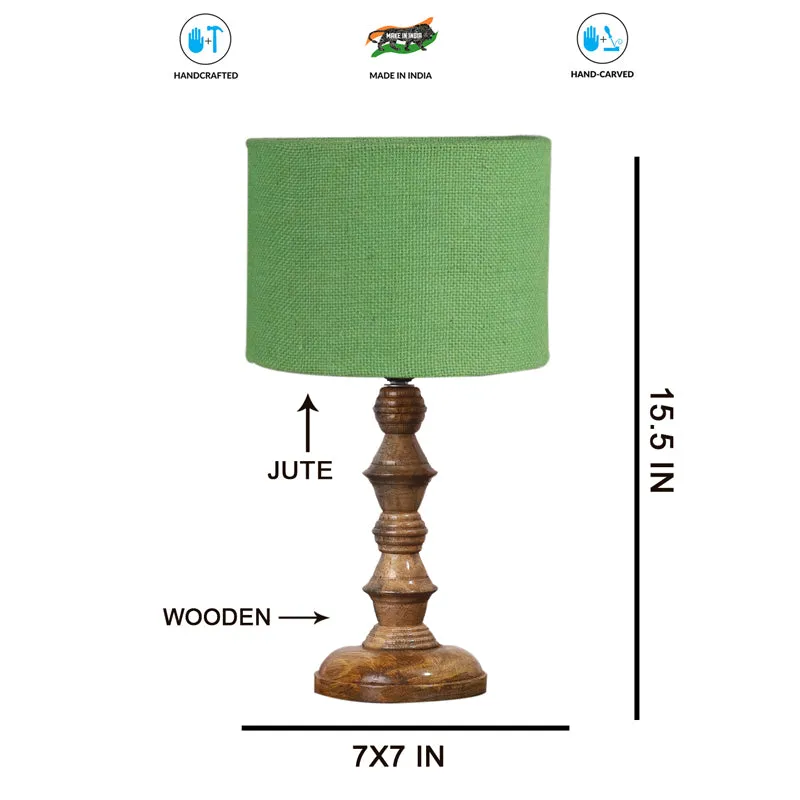 Sienna I Timber Wooden Table Lamp - Green,Brown media 7