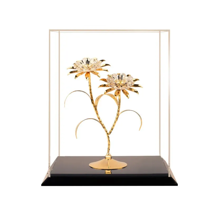 Twin Daisy Elegance 24K Gold Plated Mild Steel Showpiece media 4