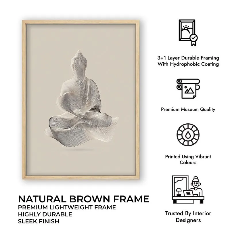 Tranquil Form of Buddha Wall Painting With Brown Frame media 9