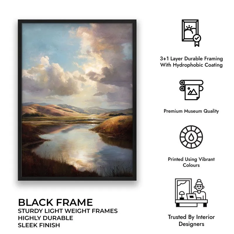 Valley of Calm Archival Paper Wall Painting With Black Frame media 7