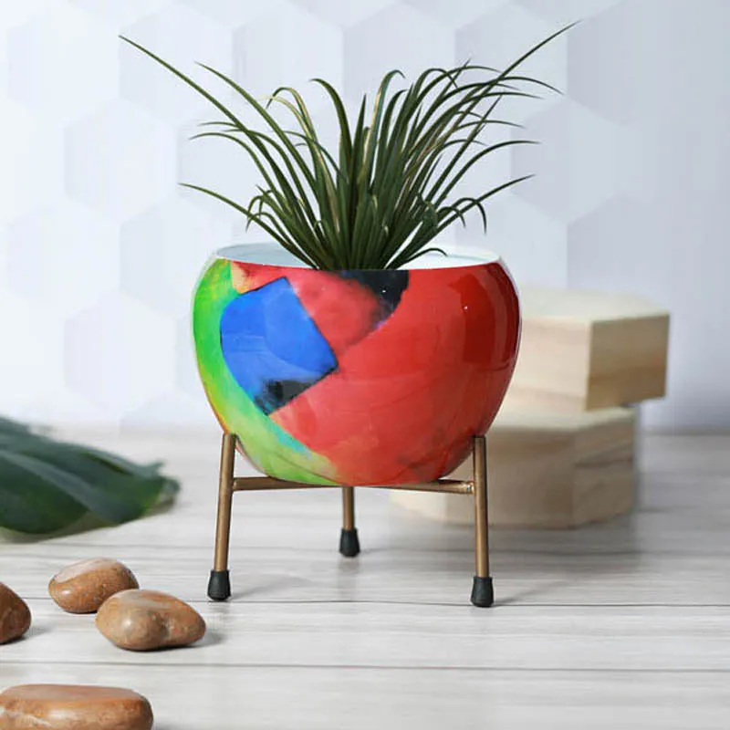Royale Ethnic Handcrafted Planter With Stand - Four Piece Set media 8