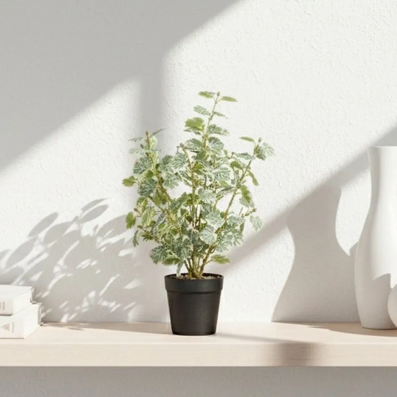 Artificial Geranium Plant With Black Fiber Pot (White) - 1.4 Feet media 5