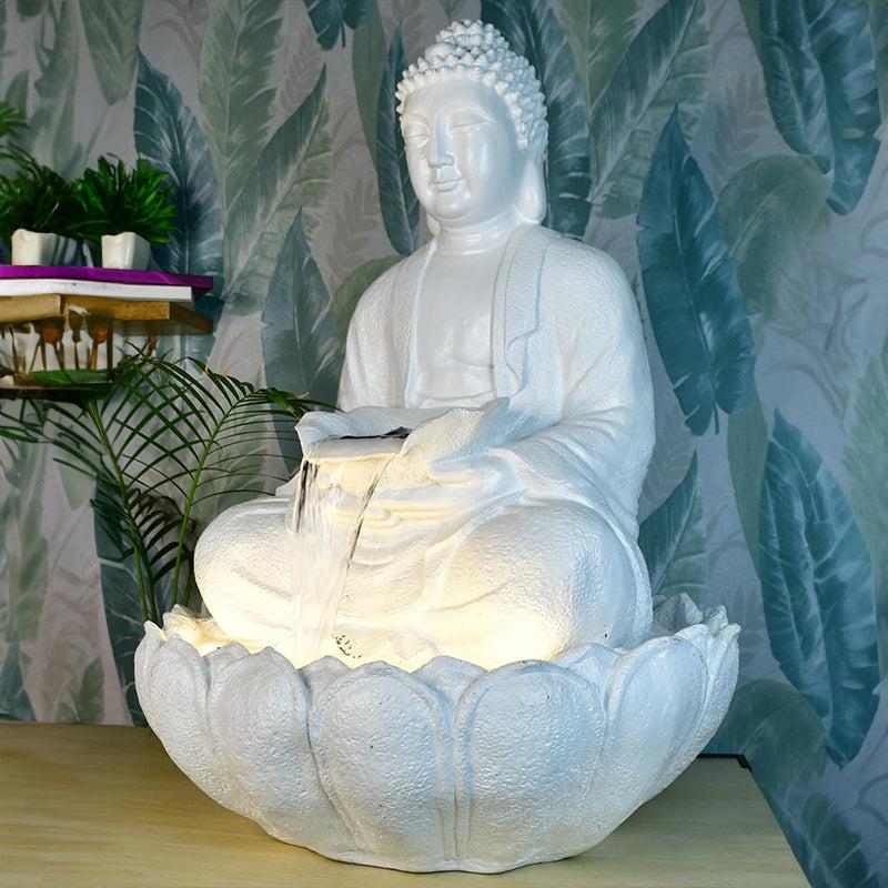 White Buddha Kamal Showpiece media 3