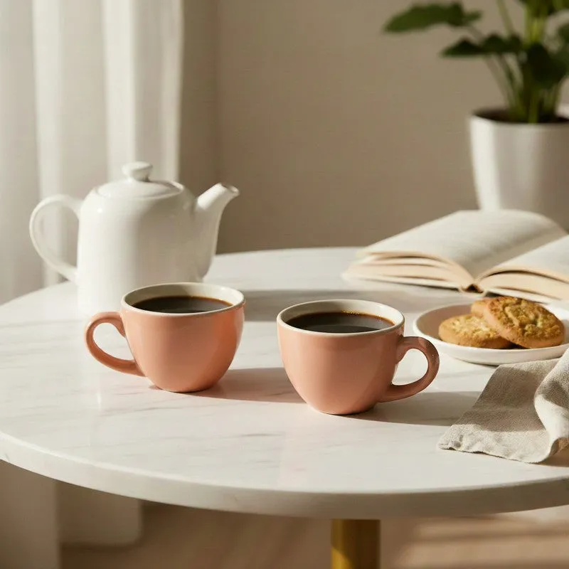 Misty Ceramic Tea Cup (80 mL Each) - Set Of Two media 1