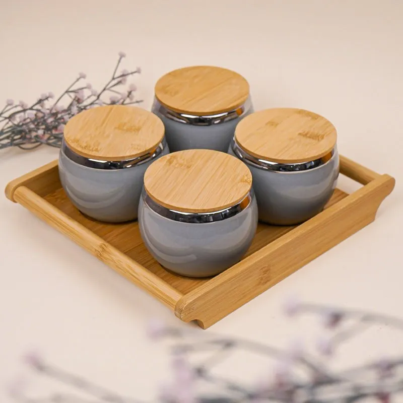 Lira Grey Dry Fruit Container With Tray (360 mL Each) - Five Piece Set media 1