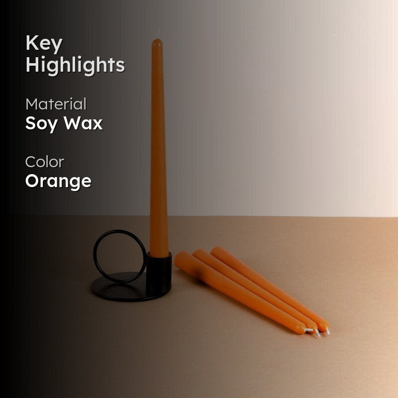 Set of 4 Sunset Orange Tapered Candles - Vanilla Sunshine Scented image 2