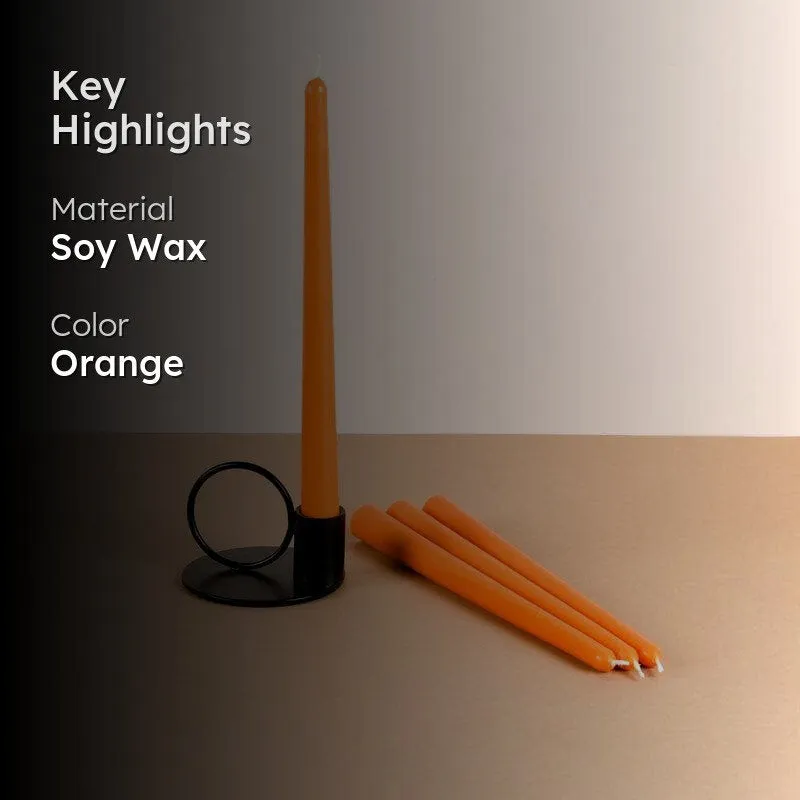 Set of 4 Sunset Orange Tapered Candles - Vanilla Sunshine Scented media 2