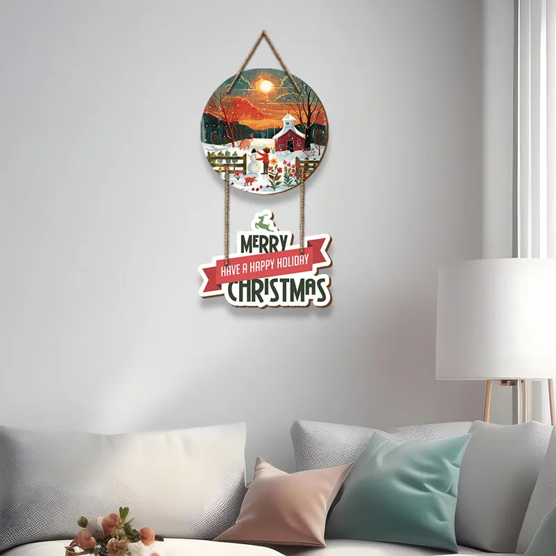 Merry Little Christmas Cottage Wood MDF Wall Hanging media 1