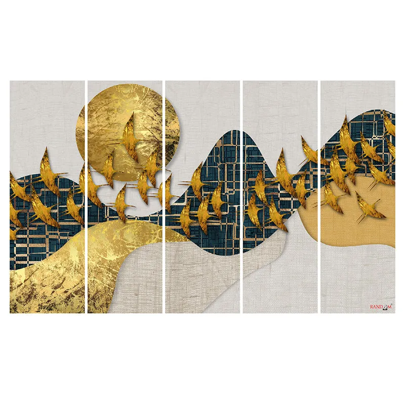 Flocks Of Landscape Canvas Wall Art - Set Of Five media 4