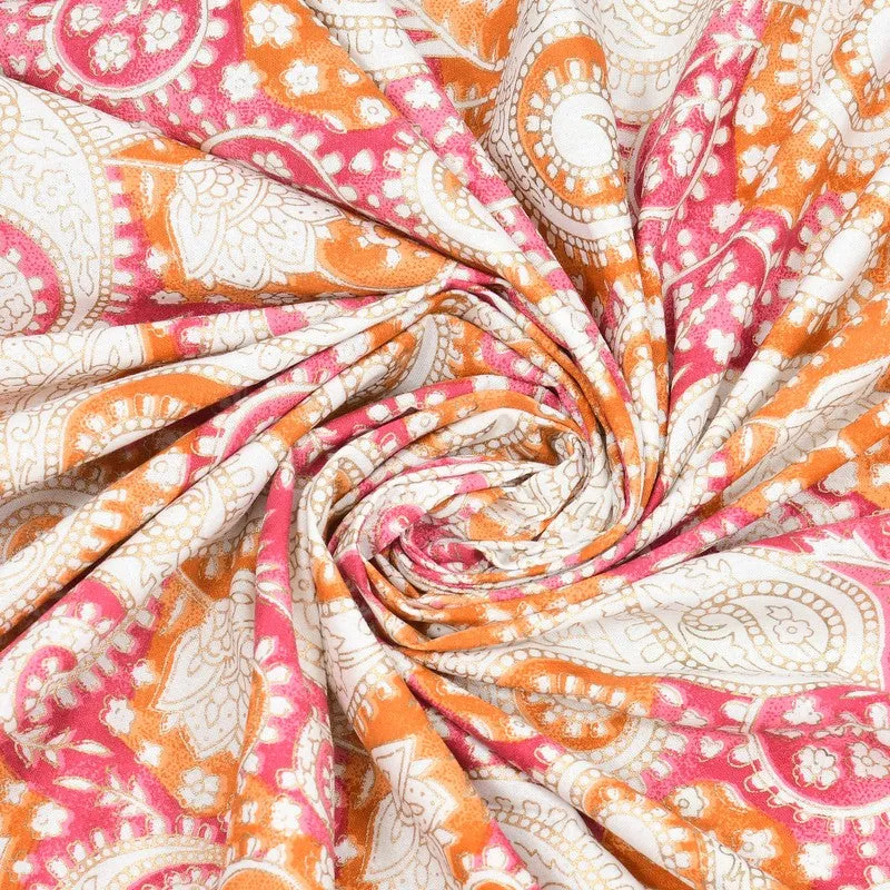 Mango Muse Cotton Bedsheet (White,Pink) - 180 GSM media 8