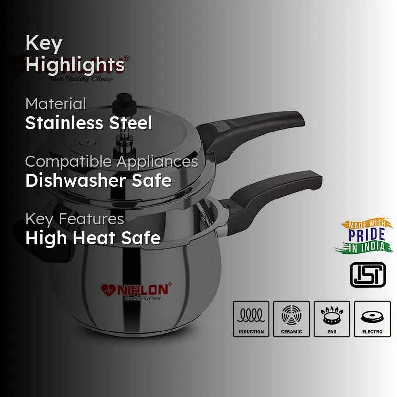 Nirlon Steel Pressure Cooker - 1500 mL/ 7 Inches media 2