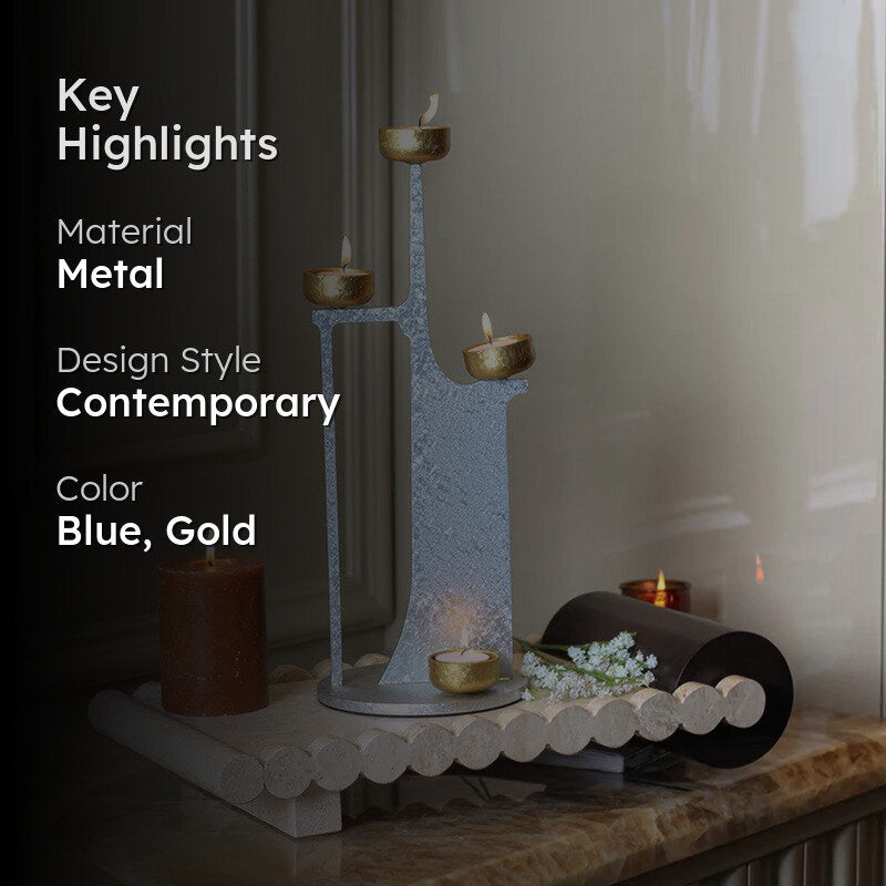 Solstice Gleam Metal Tealight Candle Holder media 2