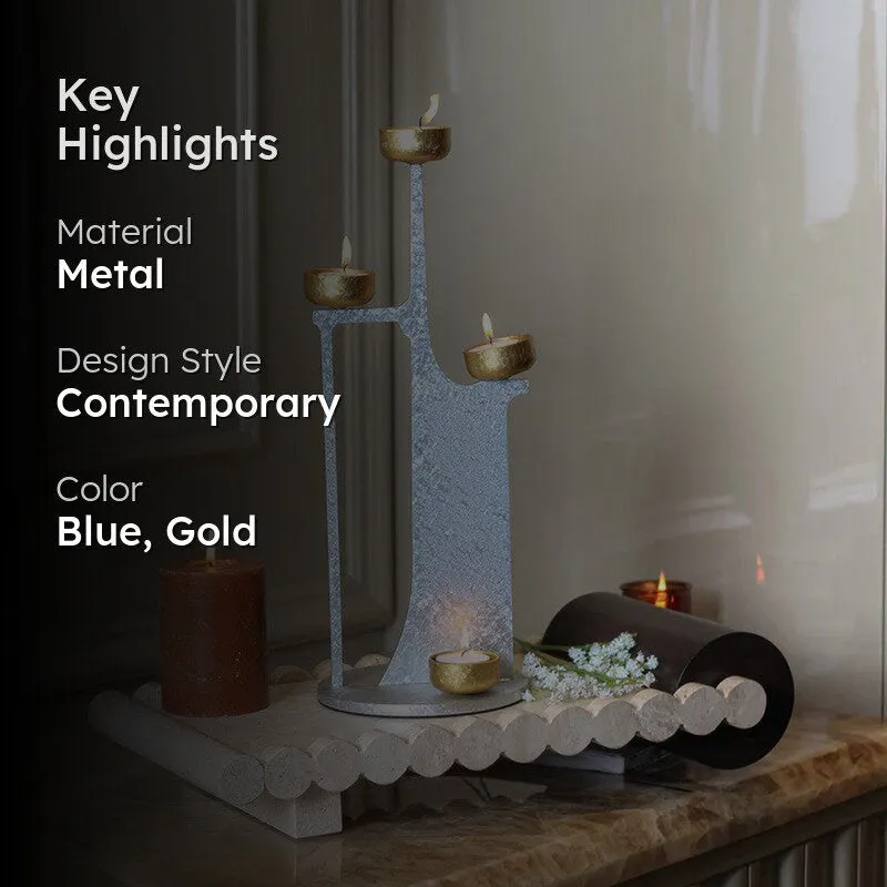 Solstice Gleam Metal Tealight Candle Holder media 2