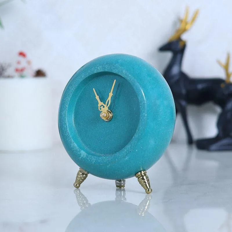 Tisora Hand Crafted Marble Table Clock - Turquoise media 3
