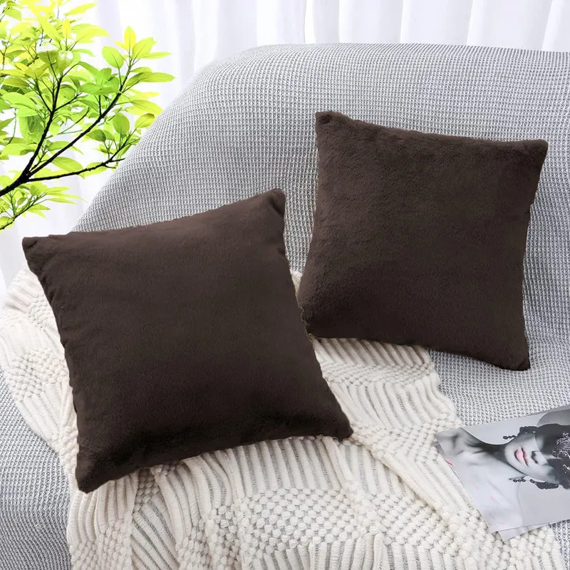 Fur Dual Cushion Cover Set (Brown) - Set Of Two media 3