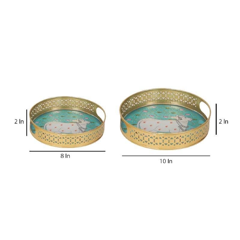 Pordo Pichwai Ethnic Tray - Set Of Two media 6