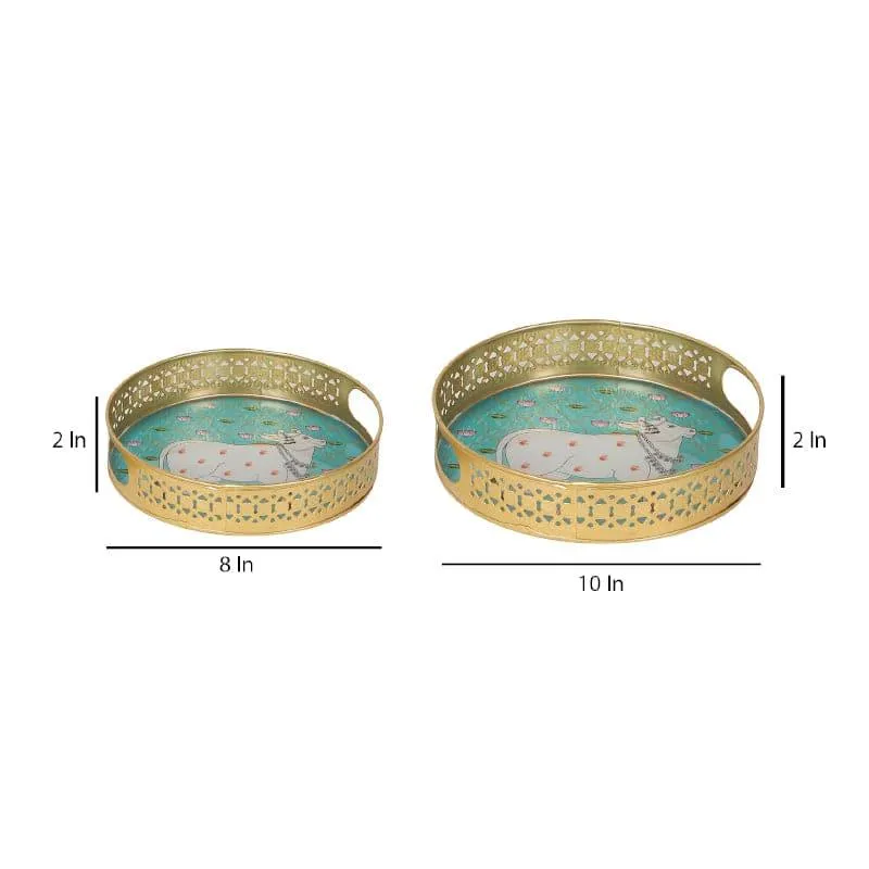 Pordo Pichwai Ethnic Tray - Set Of Two media 6