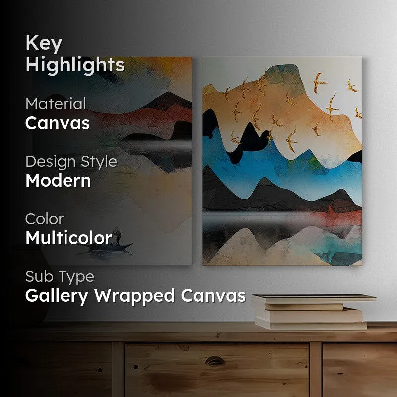 Abstract Of Mountains Wall Art - Set Of Two media 2