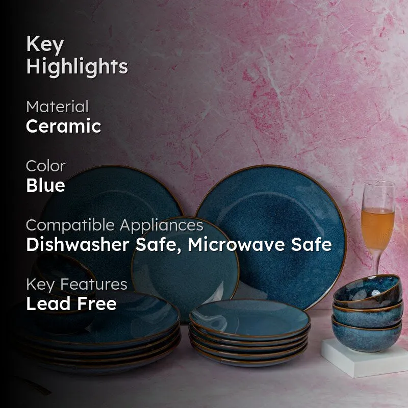 Tarangini Handmade Dinner Set (Blue) - 18 Piece Set media 2