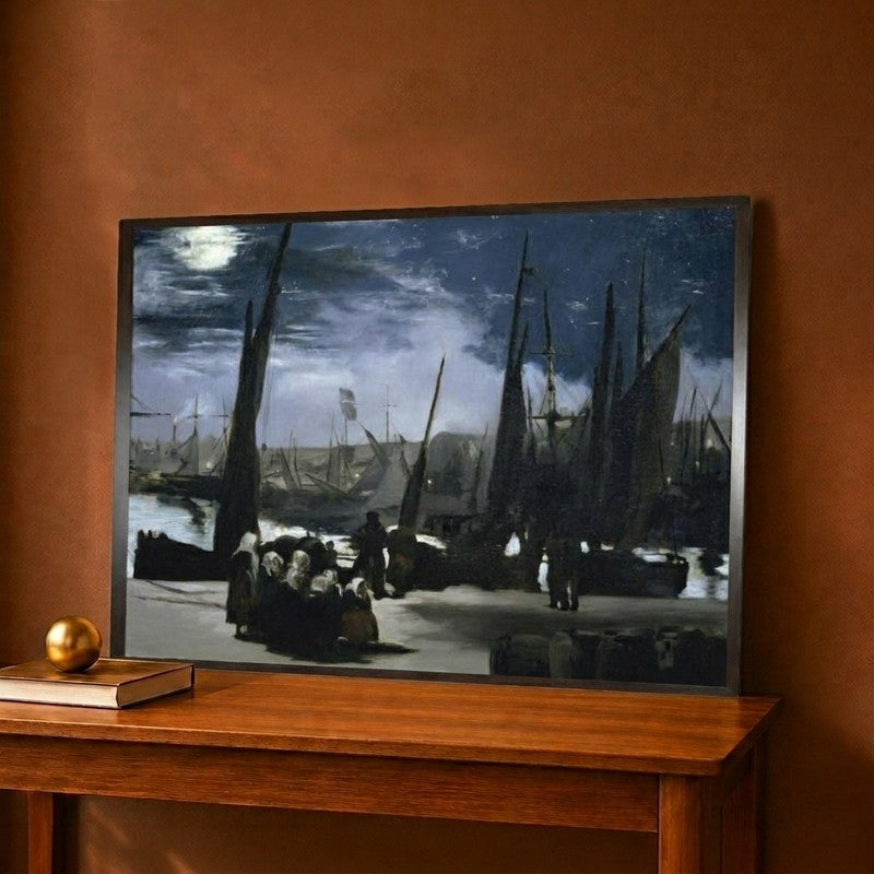 Clair de Lune Sur le Portde Boulogne Canvas Wall Painting - 12 x 9 Inches