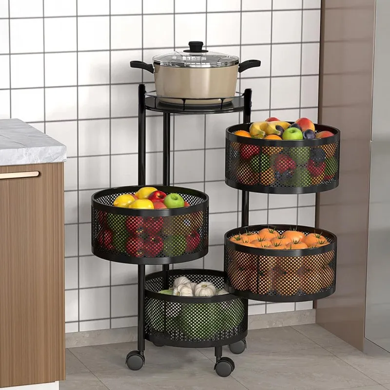 Swing Out Black Metal Storage Rack with Basket media 1