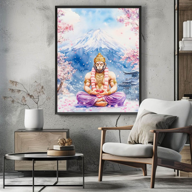 Divine Chiranjeevi Spiritual Archival Paper Wall Painting With Frame - Black media 3