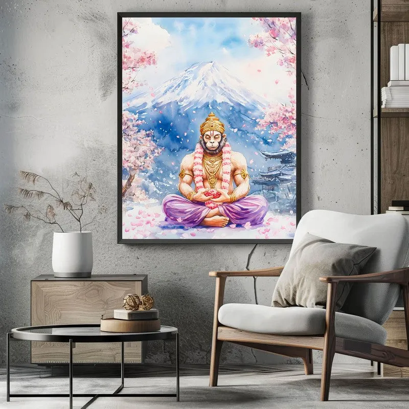 Divine Chiranjeevi Spiritual Archival Paper Wall Painting With Frame - Black media 3