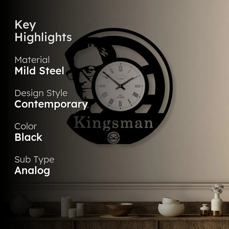 Kingsman Steel Analog Wall Clock - Black media 2