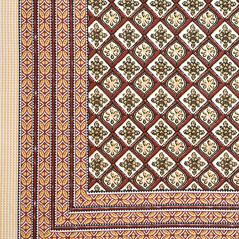Mukta Ethnic Printed Cotton Bedsheet (Brown) - 144 TC media 5