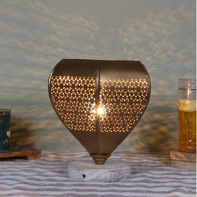 Gitana Glory Metal Table Lamp With Brushed Wood Base - Gold