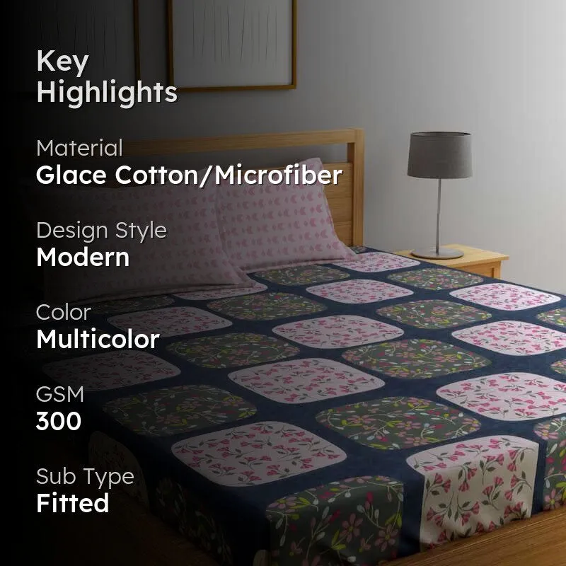 Dreamy Nightshade Fitted Microfiber Bedsheet - 300 GSM media 2