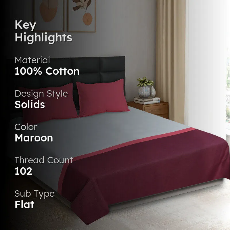 Saral Home Awning Cotton Bedsheet (Maroon) - 102 TC media 2