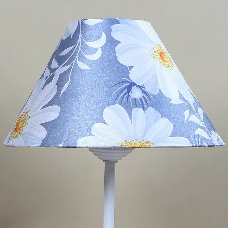Daisy Blooms Plane Printed Metal Table Lamp - Blue,Whitte media 3