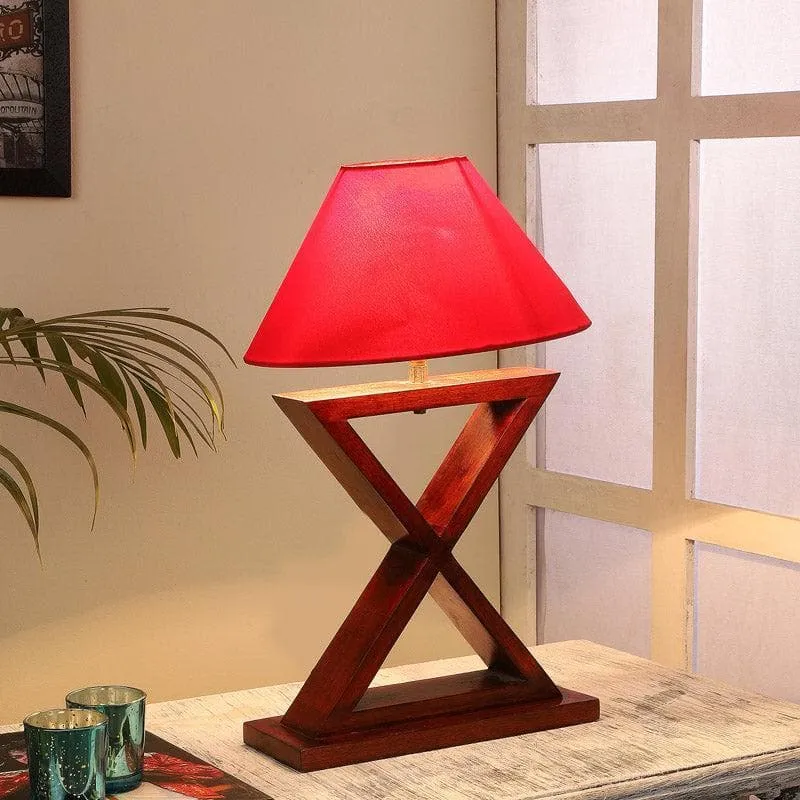 Rosu Mijori Fabric Table Lamp - Red,Brown media 1