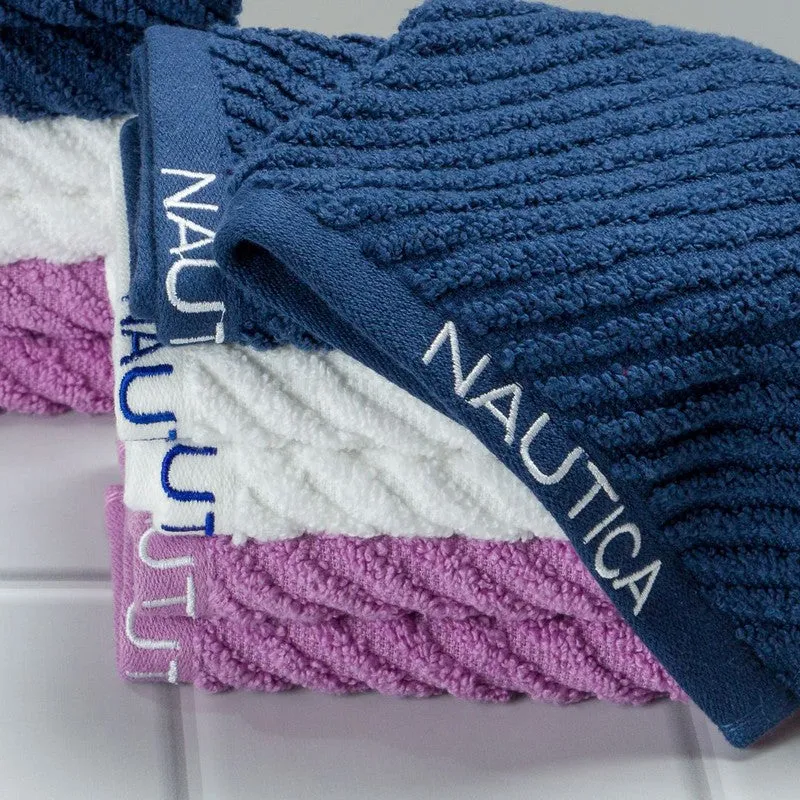 Nautica Riviera Soft Cotton Hand & Face Towel (White,Lilac & Dark Blue) - Set Of Twelve media 4