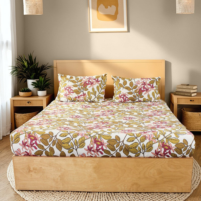 Moringa Cotton Bedsheet (Pink) - 180 TC media 8