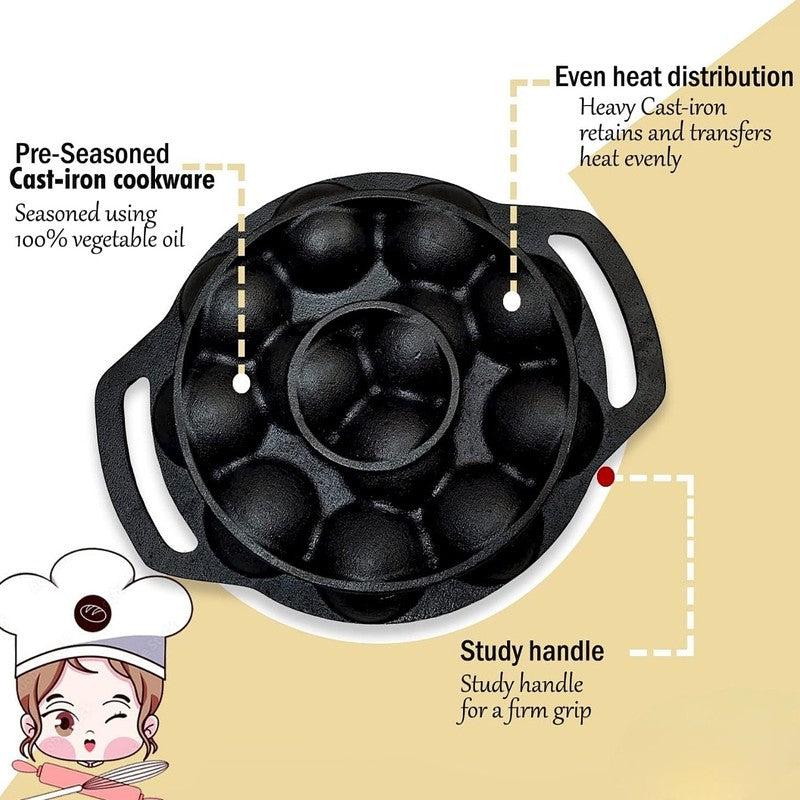 Appetta Cast Iron Paniyaram Pan - 25 CM media 5