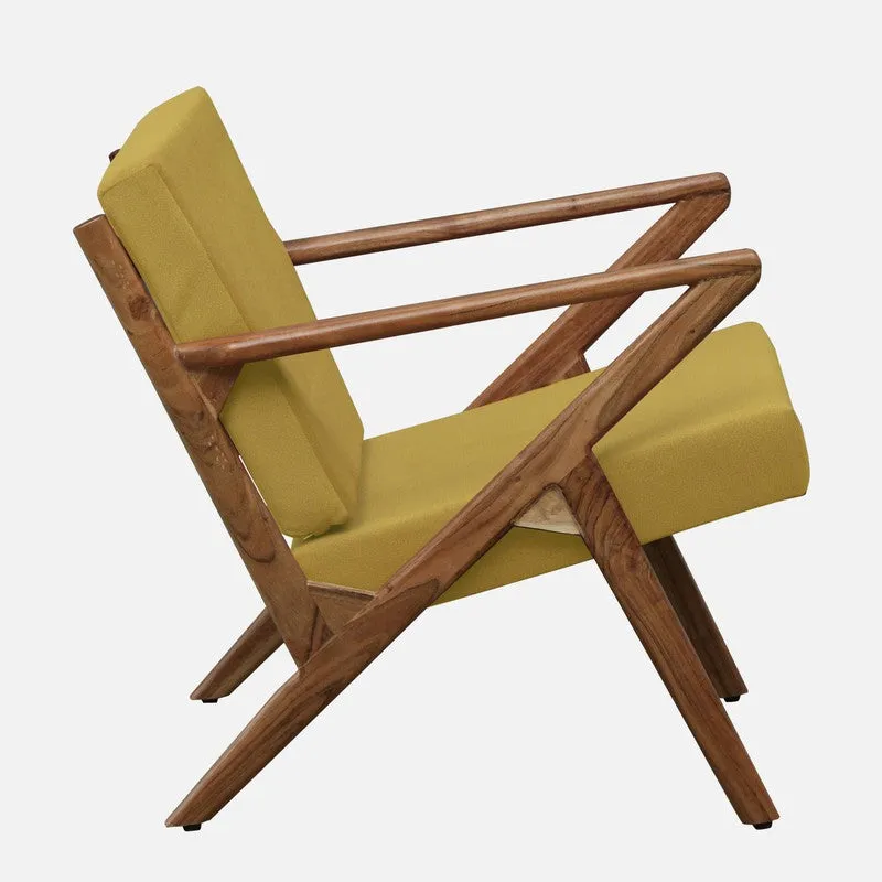 Metrona Acacia Wood Accent Chair - Yellow media 5