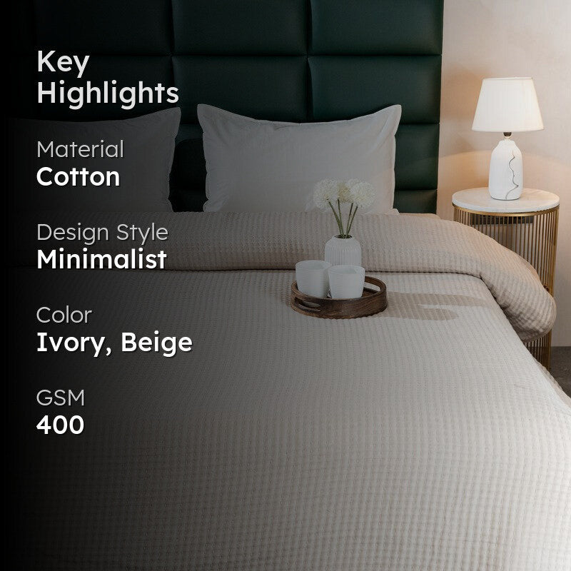 Ivory (Beige Self Stripe Comforter) - Three Piece Set media 2