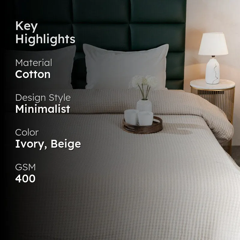 Ivory (Beige Self Stripe Comforter) - Three Piece Set media 2