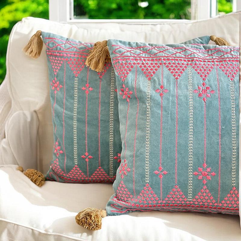 Thread Studio Embroidered Cotton Cushion Cover - Set Of Two media 2