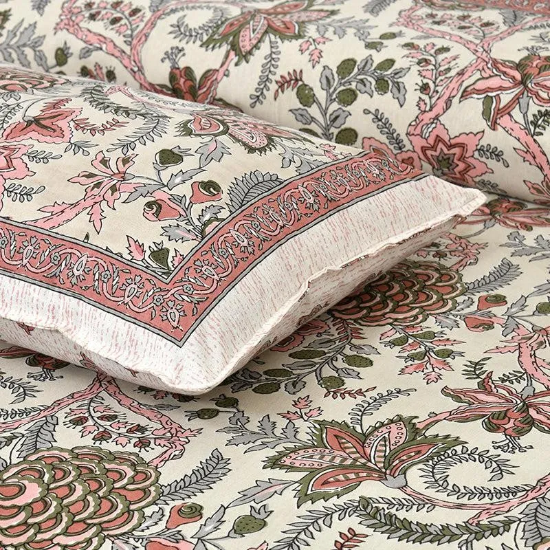 Dupiyaa Printed Cotton Bedsheet (Pink) - 160 TC media 3