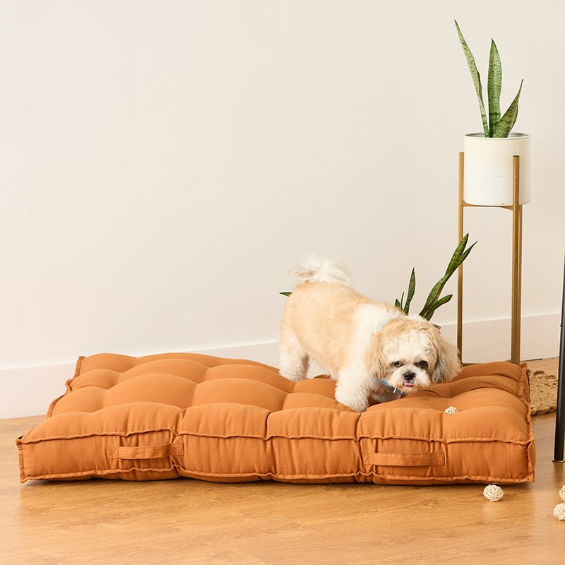 Pawdium Solid Cotton Floor Cushion - Brown