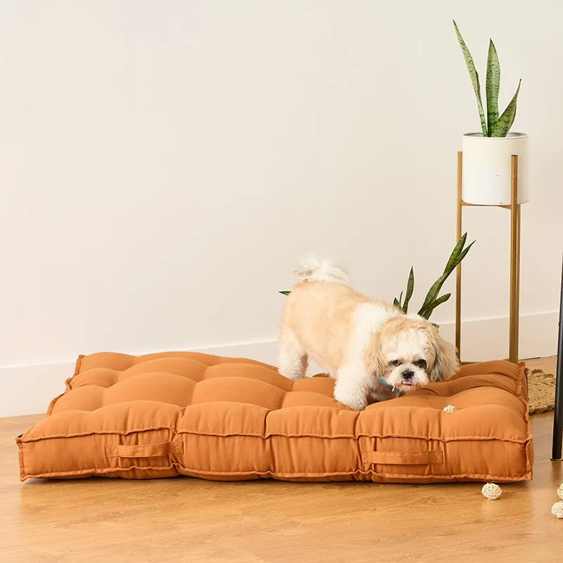Pawdium Solid Cotton Floor Cushion - Brown media 1